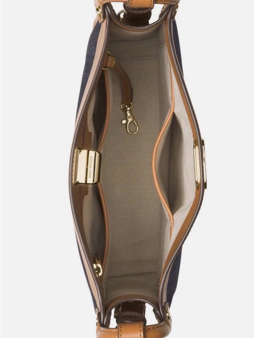 Michael Kors Tan and Navy Messenger Crossbody - Picture 2 of 6